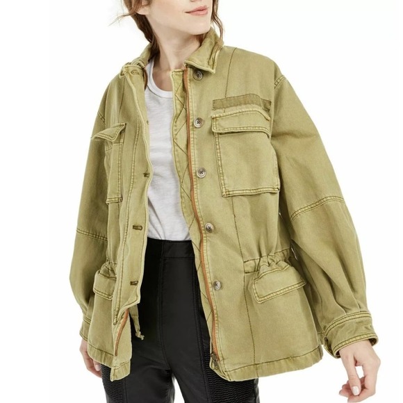 Free People Seize The Day Military Oversized Jacket Size XS - Picture 1 of 14